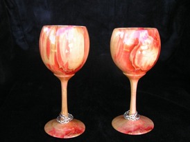 These were make for the bride and groom while the rest of the head table got an assortment of maple or walnut goblets